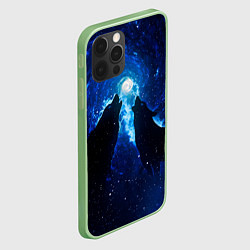 Чехол для iPhone 12 Pro Волки силуэты звездное небо, цвет: 3D-салатовый — фото 2