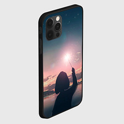 Чехол для iPhone 12 Pro Девушка свечение волшебство, цвет: 3D-черный — фото 2