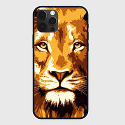 Чехол для iPhone 12 Pro Взгляд льва, цвет: 3D-черный