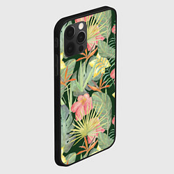 Чехол для iPhone 12 Pro Тропические растения и цветы, цвет: 3D-черный — фото 2