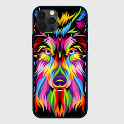 Чехол для iPhone 12 Pro Neon wolf, цвет: 3D-черный