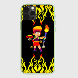 Чехол для iPhone 12 Pro Brawl StarsAmber, цвет: 3D-салатовый