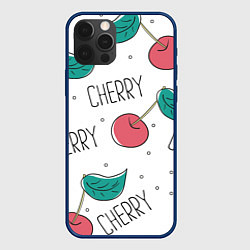 Чехол для iPhone 12 Pro Вишенки Cherry, цвет: 3D-тёмно-синий