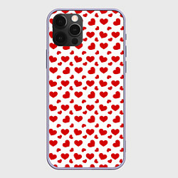 Чехол для iPhone 12 Pro Сердечки, цвет: 3D-светло-сиреневый
