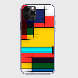 Чехол для iPhone 12 Pro Абстрактные фигуры цвета, цвет: 3D-светло-сиреневый