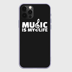 Чехол для iPhone 12 Pro Music is My Life, цвет: 3D-светло-сиреневый