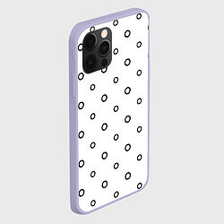 Чехол для iPhone 12 Pro Черно-белый узор в горошек, цвет: 3D-светло-сиреневый — фото 2