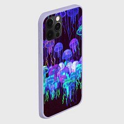 Чехол для iPhone 12 Pro Неоновые медузы, цвет: 3D-светло-сиреневый — фото 2