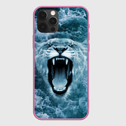 Чехол для iPhone 12 Pro Львица в бушующих волнах, цвет: 3D-малиновый