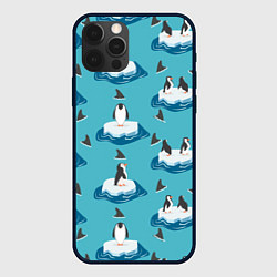 Чехол для iPhone 12 Pro Пингвины, цвет: 3D-черный
