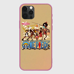 Чехол для iPhone 12 Pro Пираты Соломенной Шляпы One Piece, цвет: 3D-малиновый