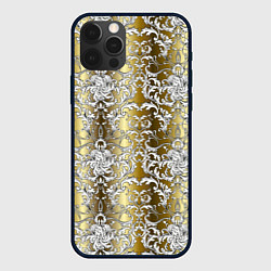 Чехол для iPhone 12 Pro Versace gold & white, цвет: 3D-черный