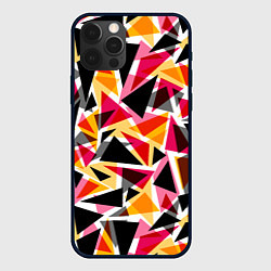 Чехол для iPhone 12 Pro Разноцветные треугольники, цвет: 3D-черный