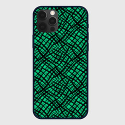 Чехол для iPhone 12 Pro Абстрактный зелено-черный узор, цвет: 3D-черный