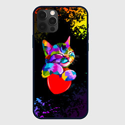 Чехол iPhone 12 Pro РАДУЖНЫЙ КОТИК RAINBOW KITTY