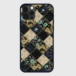 Чехол для iPhone 12 Pro Лоскутное шитье, цвет: 3D-черный
