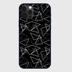 Чехол для iPhone 12 Pro Черно-белый геометрический, цвет: 3D-черный