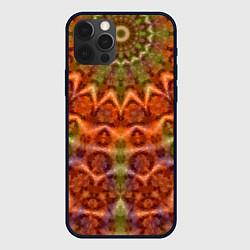 Чехол для iPhone 12 Pro Оранжево-оливковый калейдоскоп, цвет: 3D-черный