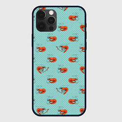 Чехол для iPhone 12 Pro Креветки паттерн, цвет: 3D-черный