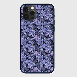 Чехол для iPhone 12 Pro Сине-фиолетовый цветочный узор, цвет: 3D-черный