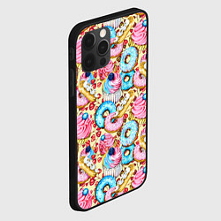 Чехол для iPhone 12 Pro Вкусный узор из сладостей, цвет: 3D-черный — фото 2