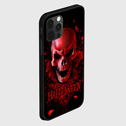 Чехол для iPhone 12 Pro Красный череп в кровавых розах, цвет: 3D-черный — фото 2