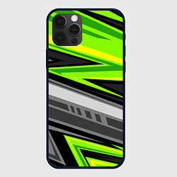 Чехол для iPhone 12 Pro Зеленые линии, цвет: 3D-черный