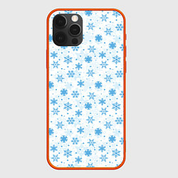 Чехол для iPhone 12 Pro Снежинки снежные узоры, цвет: 3D-красный