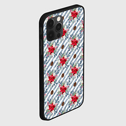 Чехол для iPhone 12 Pro Новогодние украшения и блестки, цвет: 3D-черный — фото 2