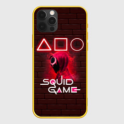 Чехол для iPhone 12 Pro Игра в кальмара: Фигуры, цвет: 3D-желтый