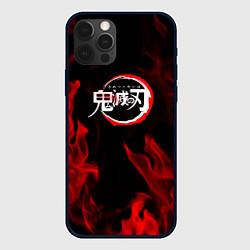 Чехол для iPhone 12 Pro Клинок рассекающий демонов пламя, цвет: 3D-черный