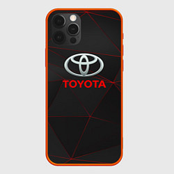 Чехол для iPhone 12 Pro Toyota Тонкие линии неона, цвет: 3D-красный