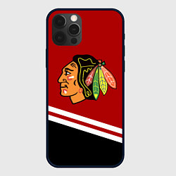 Чехол для iPhone 12 Pro Chicago Blackhawks, NHL, цвет: 3D-черный