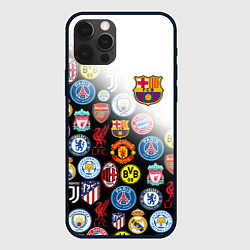 Чехол для iPhone 12 Pro FC BARCELONA LOGOBOMBING, цвет: 3D-черный