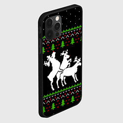 Чехол для iPhone 12 Pro Новогодние три оленя, цвет: 3D-черный — фото 2