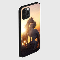 Чехол для iPhone 12 Pro Лошади на закате, цвет: 3D-черный — фото 2