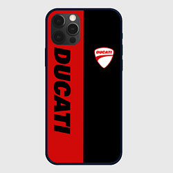 Чехол для iPhone 12 Pro DUCATI BLACK RED BACKGROUND, цвет: 3D-черный