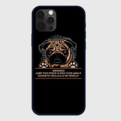 Чехол для iPhone 12 Pro Собака Мопс, цвет: 3D-черный