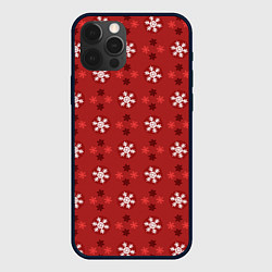 Чехол для iPhone 12 Pro Snowflakes, цвет: 3D-черный