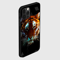 Чехол для iPhone 12 Pro Тигр стиль Low poly, цвет: 3D-черный — фото 2