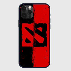 Чехол для iPhone 12 Pro DOTA 2 БРЫЗГИ КРАСОК, КРАСНО ЧЁРНЫЙ ЛОГО, цвет: 3D-черный