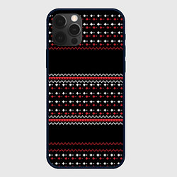 Чехол для iPhone 12 Pro НОВОГОДНИЙ ПАТТЕРН SWEATER, цвет: 3D-черный