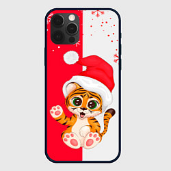 Чехол для iPhone 12 Pro НОВЫЙ ГОД ТИГР СНЕЖИНКИ, цвет: 3D-черный