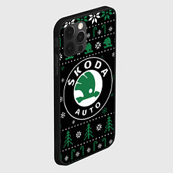 Чехол для iPhone 12 Pro SKODA, ШКОДА НОВОГОДНИЙ, цвет: 3D-черный — фото 2