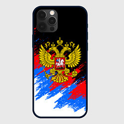 Чехол для iPhone 12 Pro ТРИКОЛОР РОССИЯ, БРЫЗГИ КРАСОК, цвет: 3D-черный