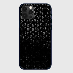Чехол для iPhone 12 Pro МЕТАЛЛИЧЕСКИЕ РУНЫ, БРЫЗГИ КРАСОК, цвет: 3D-черный