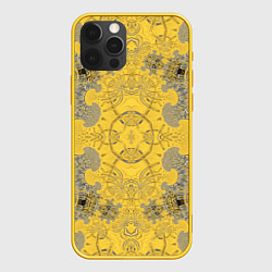 Чехол для iPhone 12 Pro Коллекция Фрактальная мозаика Желтый на черном 573, цвет: 3D-желтый