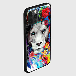 Чехол для iPhone 12 Pro Лев - сильный взгляд, цвет: 3D-черный — фото 2