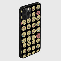 Чехол для iPhone 12 Pro Смайлики эмодзи паттерном, цвет: 3D-черный — фото 2