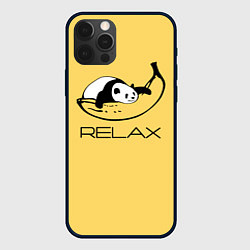 Чехол для iPhone 12 Pro Relax - панда на банане, цвет: 3D-черный